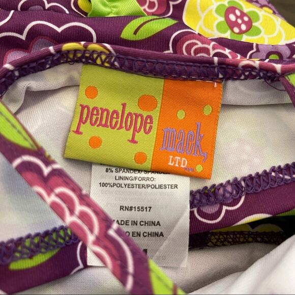 Penelope Mack Purple And Lime Floral 2 Piece Toddler Girls SwimSuit 18M - Picture 5 of 6